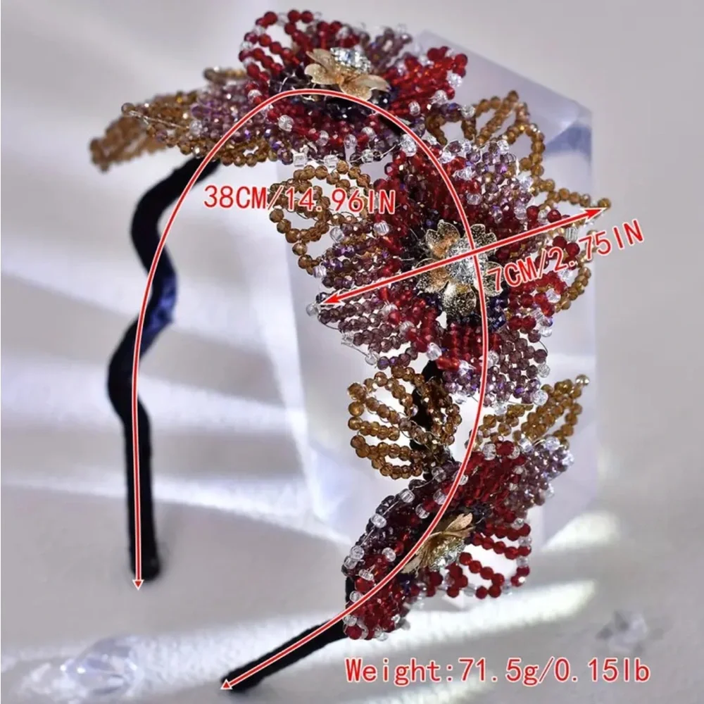 Handmade Multi Colored Crystal Flower Headband